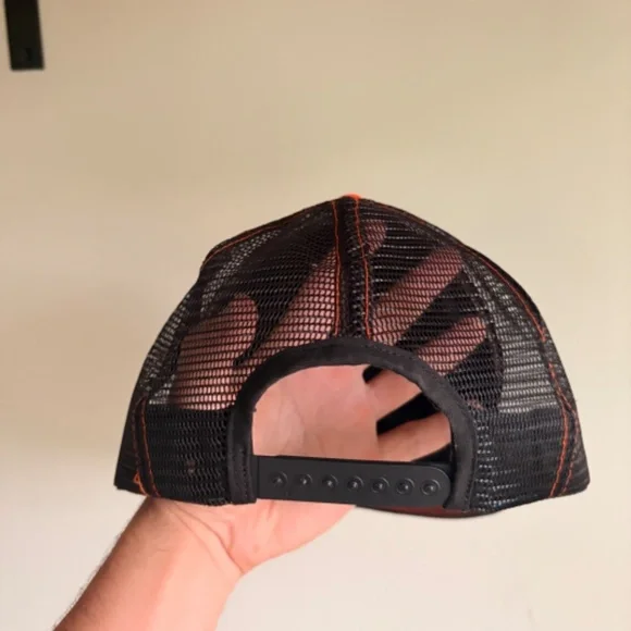 Vintage TALLMAN TRANSPORTS Trucker hat Mesh Orange Black Victory Caps - Picture 3 of 8